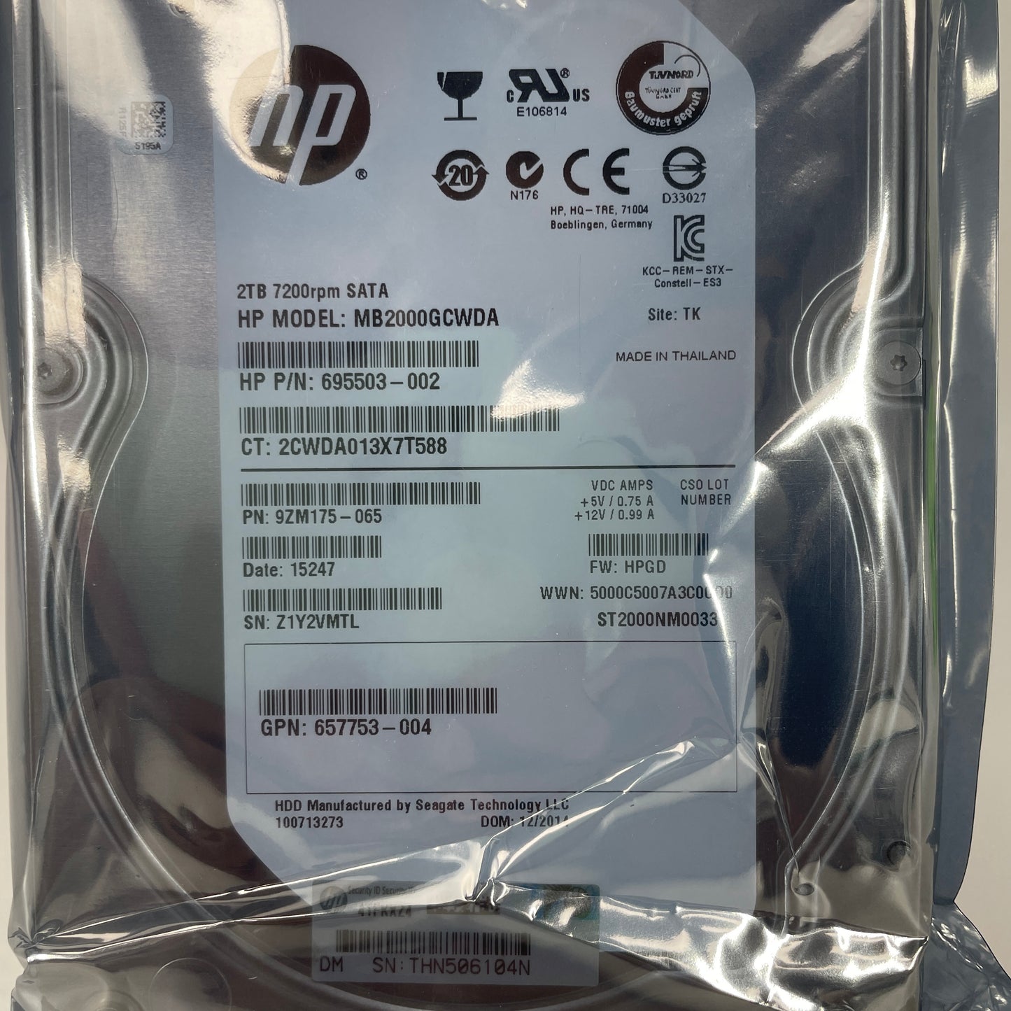 HP 3.5" MB2000GCWDA 2TB SATA III 6Gbps HDD 695506-002