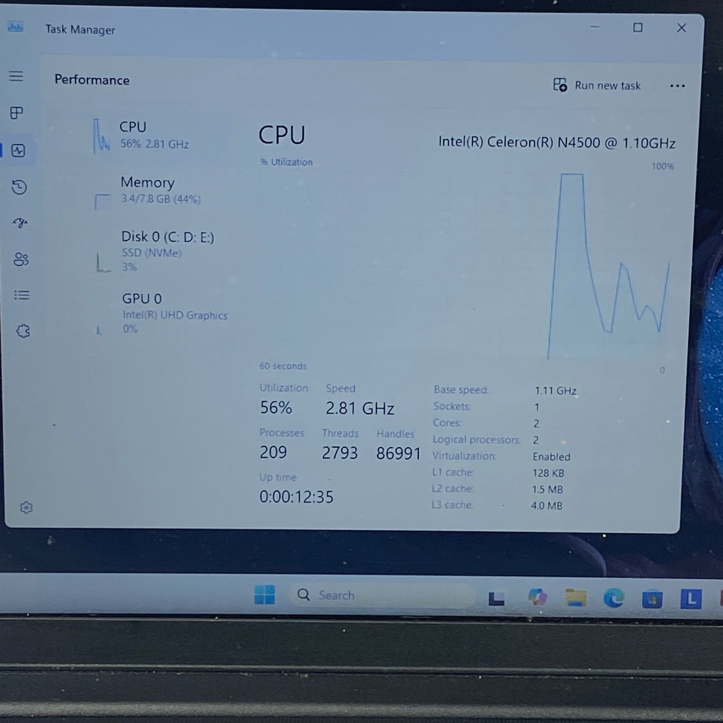 Lenovo V15 G2 IJL 82QY00PCUS 15.6" Celeron N4500 1.10Ghz 8GB RAM 128GB SSD