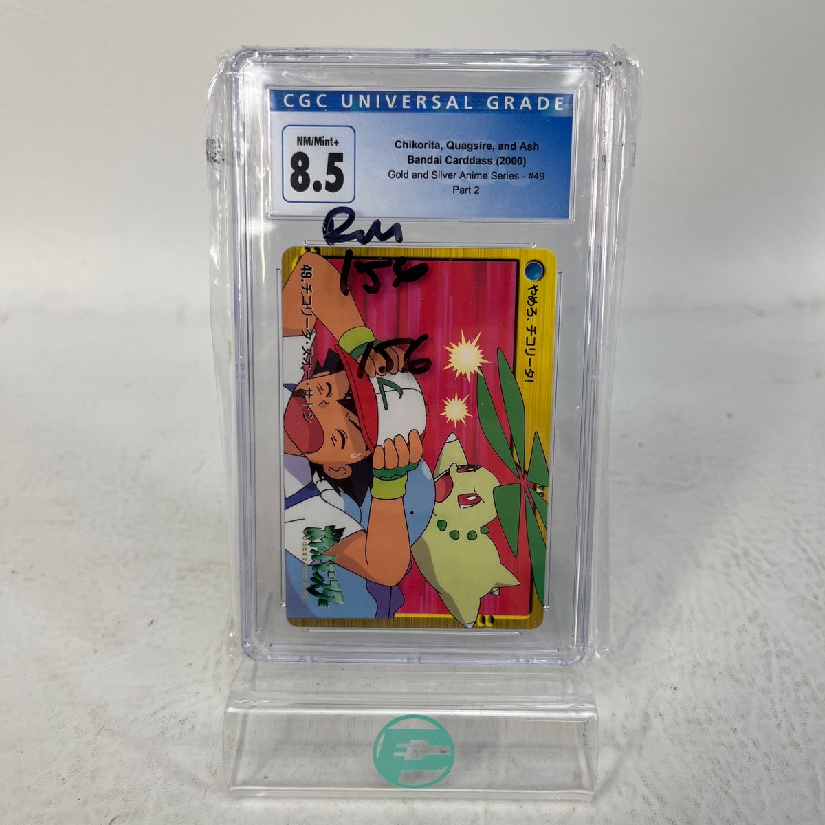 Pokémon 2000 Bandai Carddass Anime Ash Chikorita CGC 9