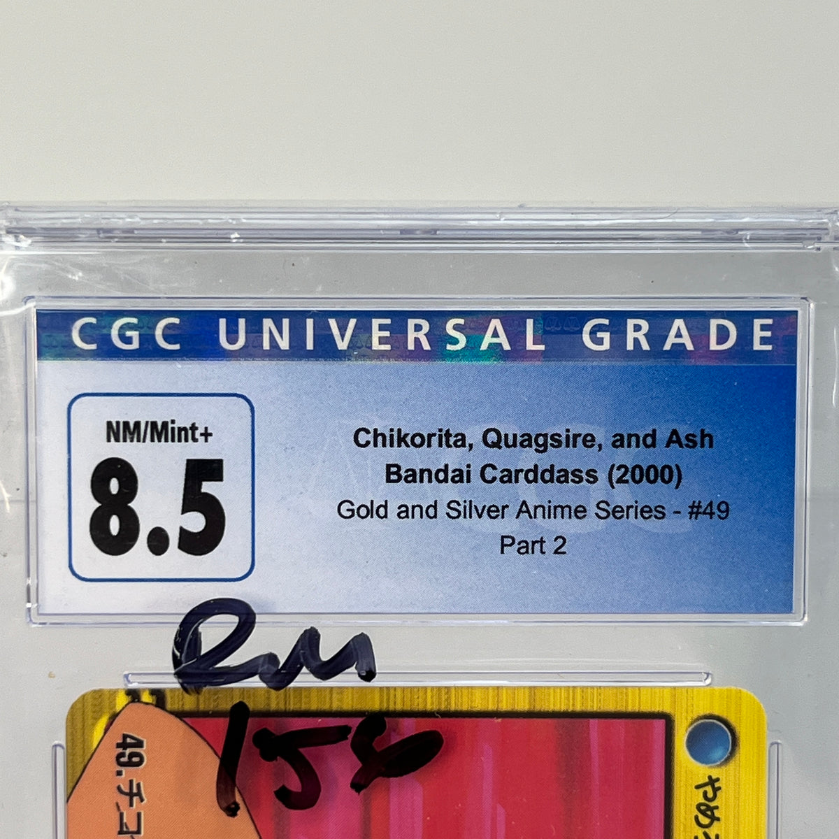 Pokémon 2000 Bandai Carddass Anime Ash Chikorita CGC 9