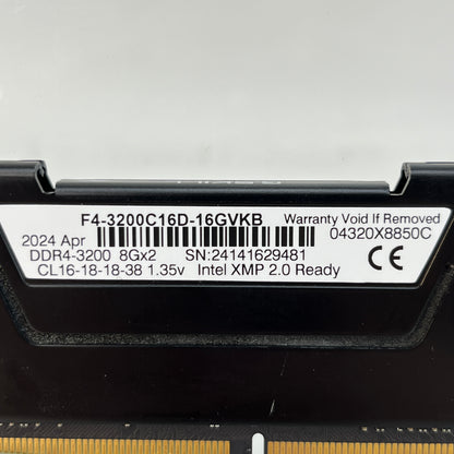 G.Skill RipJaws 16GB (2x8GB) RAM DDR4 3200MHz F4-3200C16D-16GVKB
