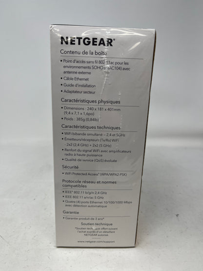 New Netgear WAC104-100NAS AC1200 Dual-Band Wireless Access Point