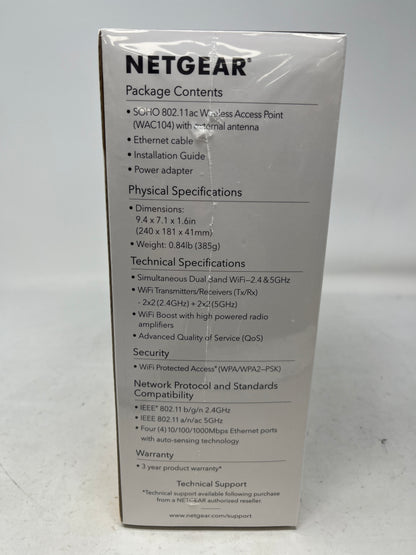 New Netgear WAC104-100NAS AC1200 Dual-Band Wireless Access Point