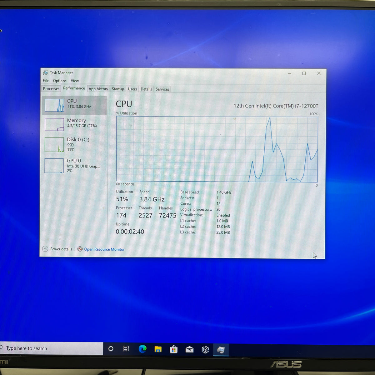 Dell Optiplex 7000 Micro ONUK09K Core i7-12700T 1.40GHz 16GB RAM 512GB SSD