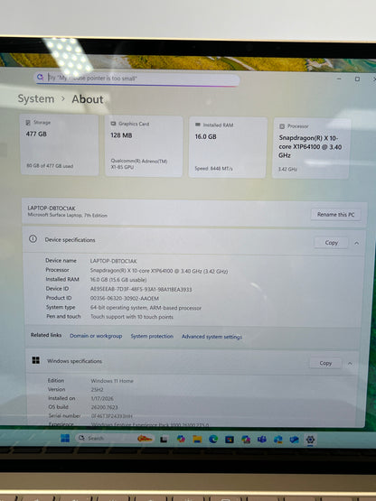 Microsoft Surface Pro 7 2036 12.3" 3.40GHz 3.4GHz 16.0GB 512GB SSD 128MB