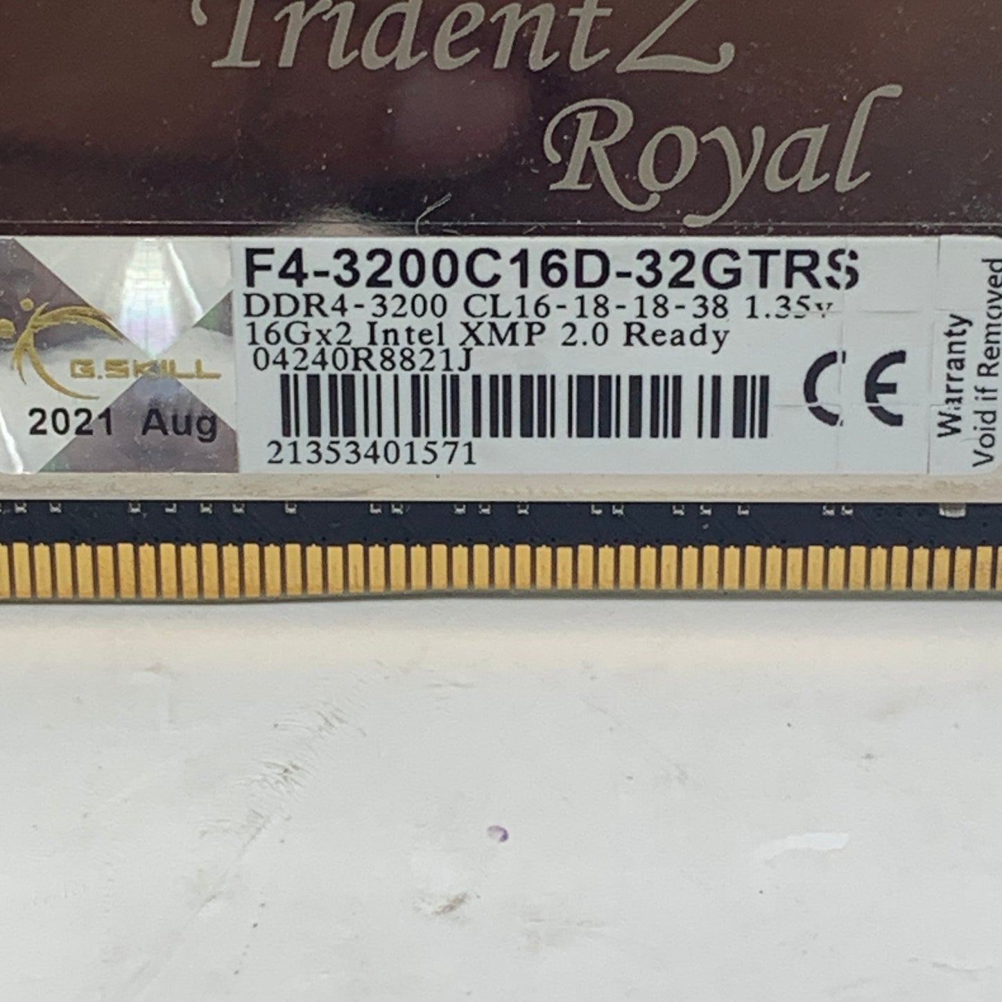 G.Skill Trident Z Royal 32GB (2x16GB) RAM DDR4 3200MHz F4-3200C16D-32GTRS