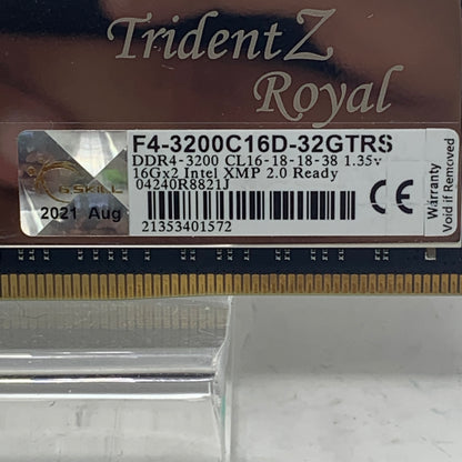 G.Skill Trident Z Royal 32GB (2x16GB) RAM DDR4 3200MHz F4-3200C16D-32GTRS