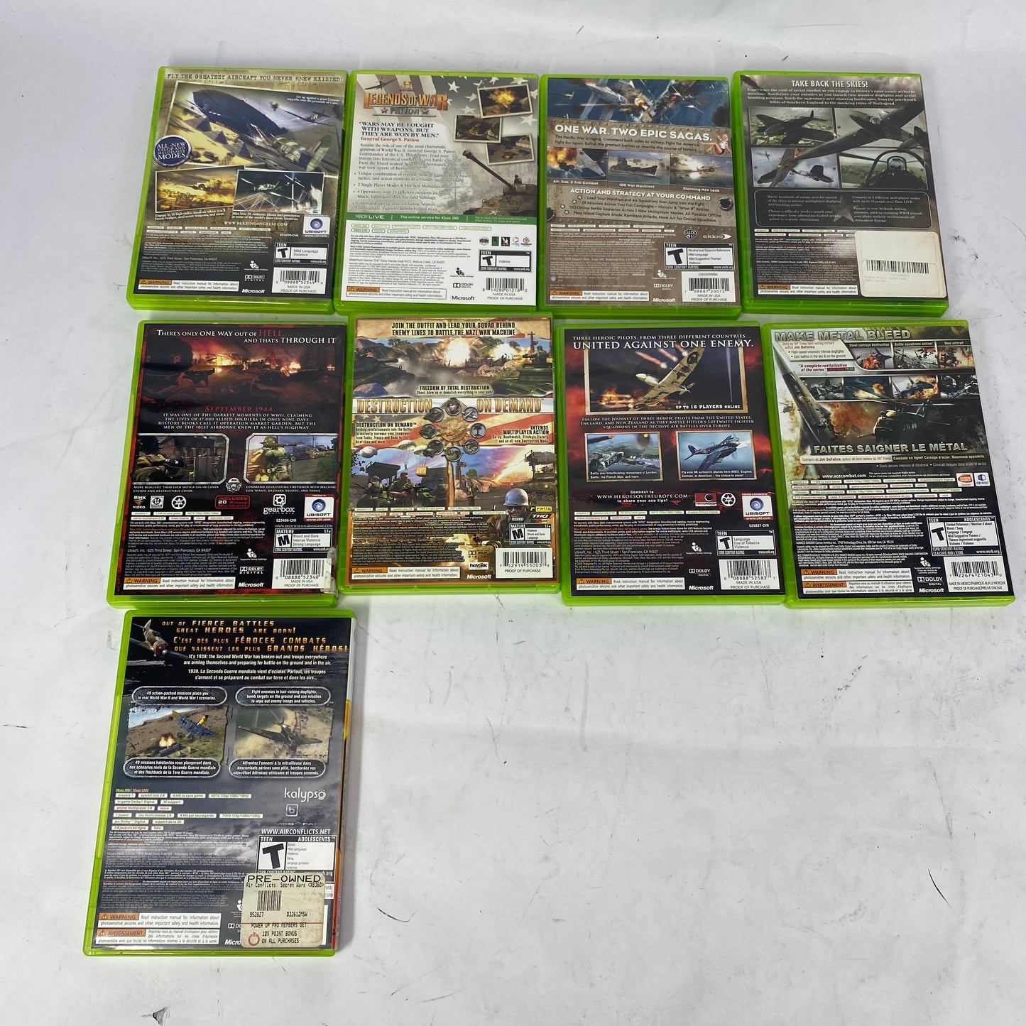 Lot of 9 Microsoft Xbox 360 Games