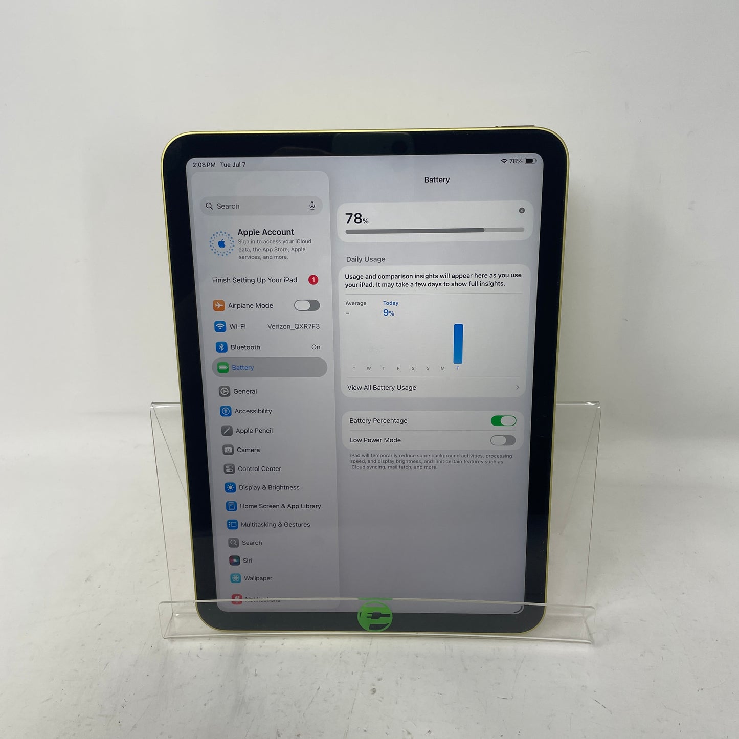 WiFi Only Apple iPad 10th Gen 64GB Yellow NPQ23LL/A