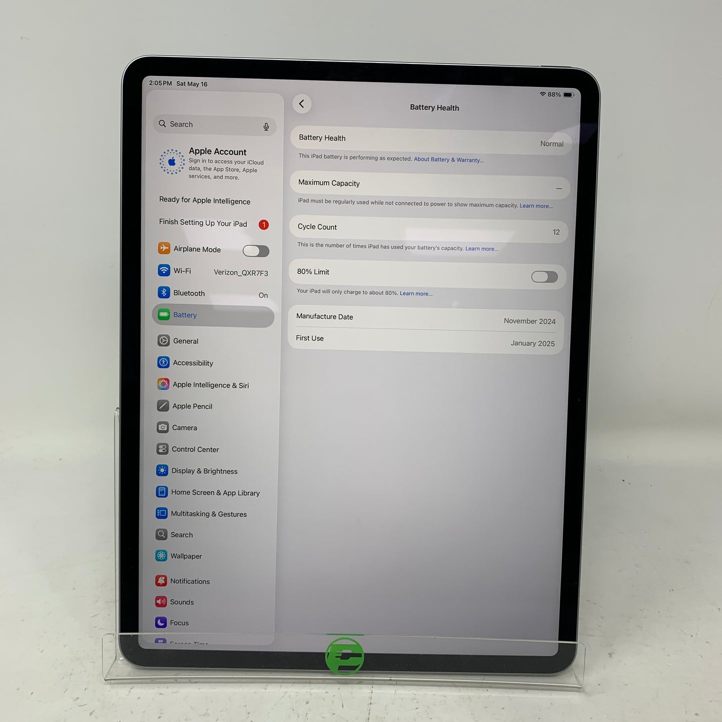 WiFi Only Apple iPad Air 13" M2 512GB Space Gray MV2J3LL/A