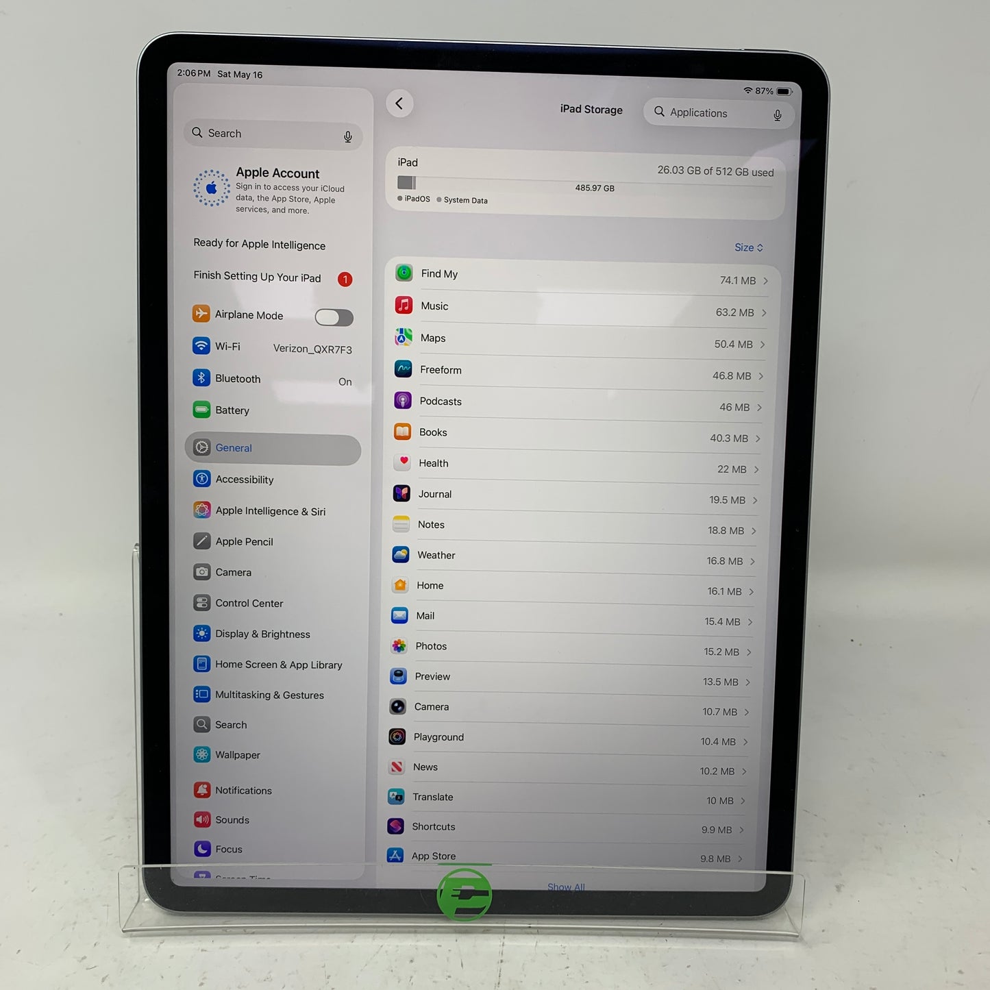 WiFi Only Apple iPad Air 13" M2 512GB Space Gray MV2J3LL/A