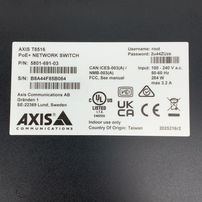 Axis T8516 PoE Plus Ethernet Switch 5801-691-03