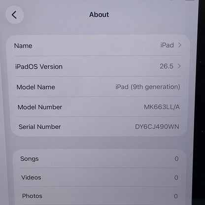 Unlocked Apple iPad 9th Gen 64GB Space Gray MK663LL/A