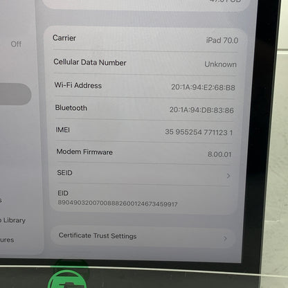 Unlocked Apple iPad 9th Gen 64GB Space Gray MK663LL/A