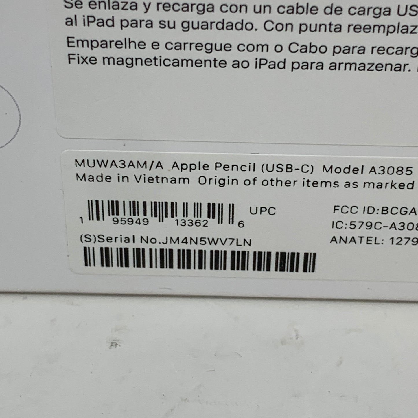 New Apple Pencil USB-C Smart Pencil Stylus White MUWA3AM/A
