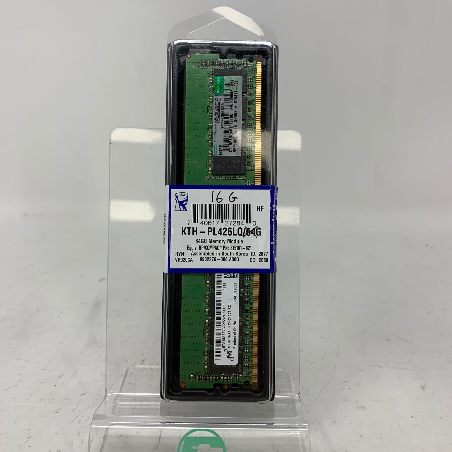 New Micron  PC4-2400T-RC1 16GB (1x16GB) RAM DDR4 2400MHz MTA18ASF2G72PZ-2G3A1IK