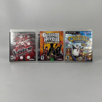 Lot of 3 PS3 Games Guitar Hero III Legends of Rock Carnival Island The Voice