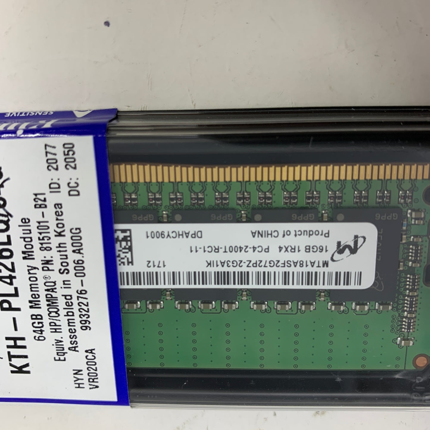 New Micron  PC4-2400T-RC1 16GB (1x16GB) RAM DDR4 2400MHz MTA18ASF2G72PZ-2G3A1IK