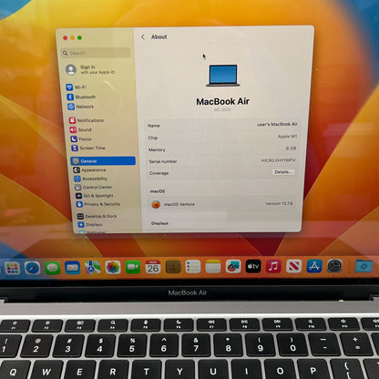 2020 Apple MacBook Air 13.3" M1 7C GPU 3.2GHz 8GB RAM 256GB SSD MGN63LL/A