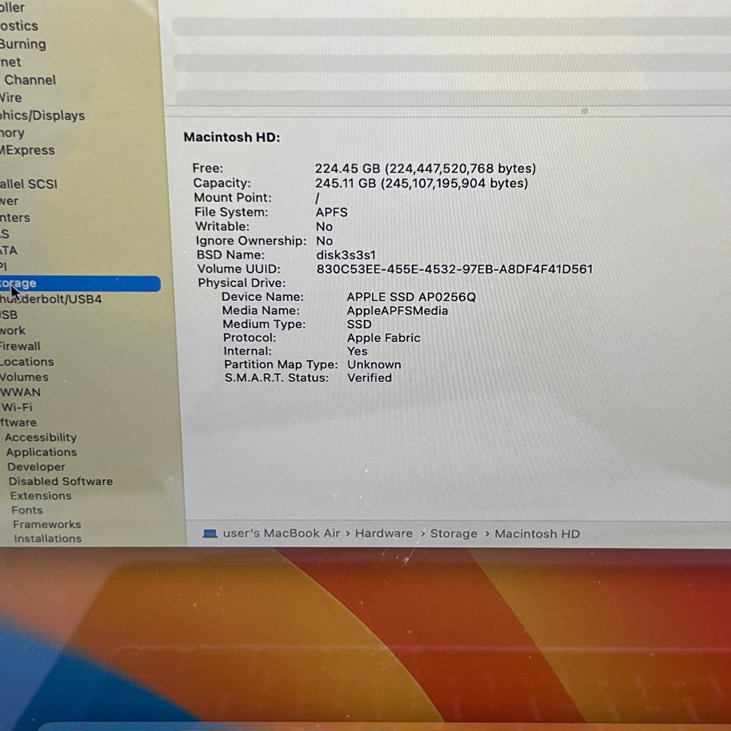 2020 Apple MacBook Air 13.3" M1 7C GPU 3.2GHz 8GB RAM 256GB SSD MGN63LL/A