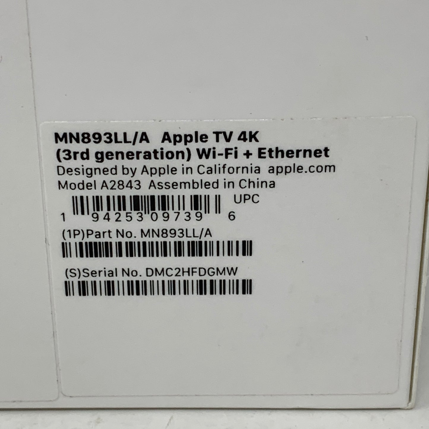 New Apple TV 4K 3rd Gen 128GB Digital HD Media Streamer MN893LL/A WiFi + 