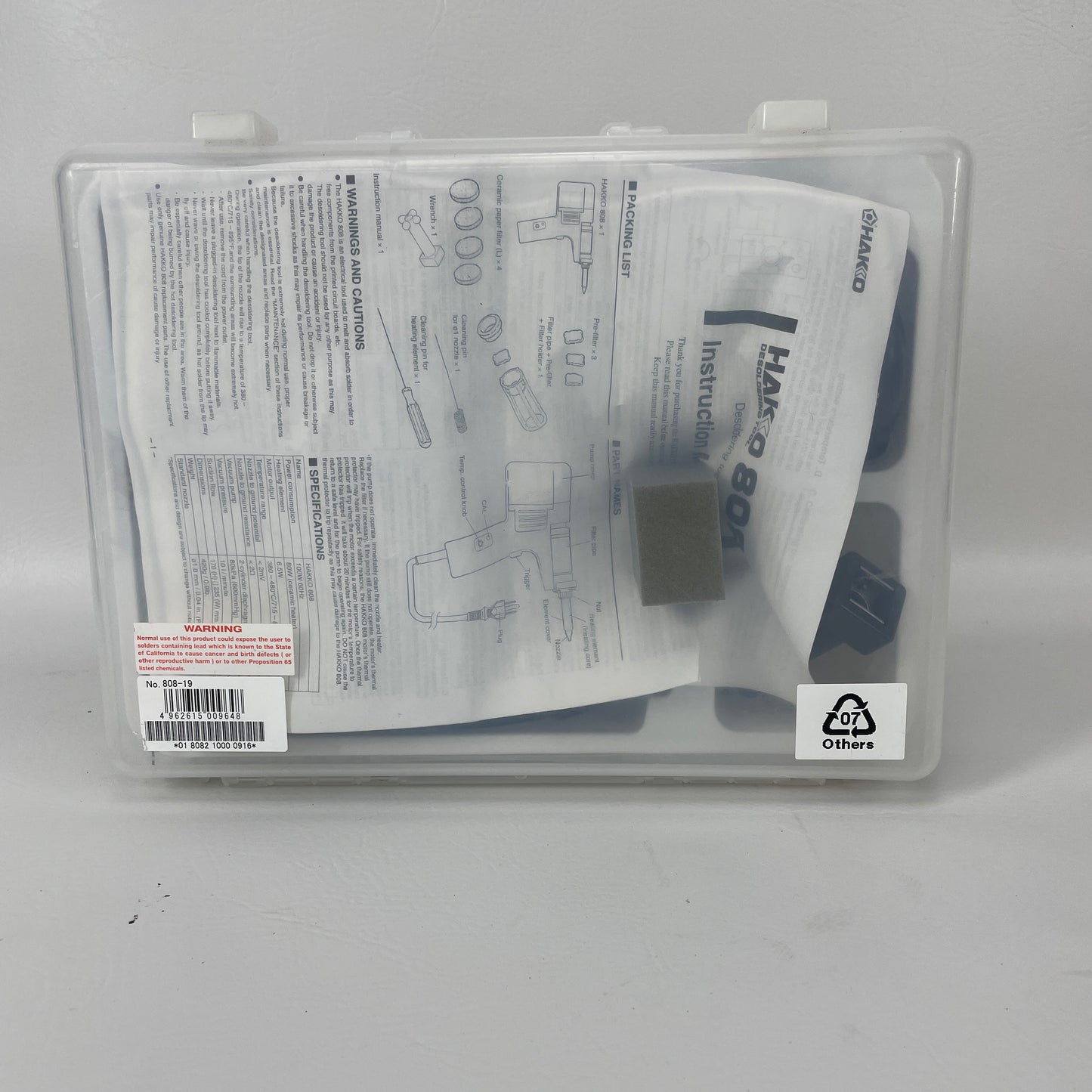 Hakko 808 Desoldering Kit Portable Self-Contained Gun 808-19