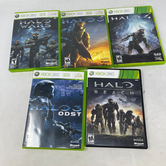 Lot of 5 Microsoft Xbox 360 Halo Wars, Halo 3, Halo 4, Halo 3: ODST & Halo Reach