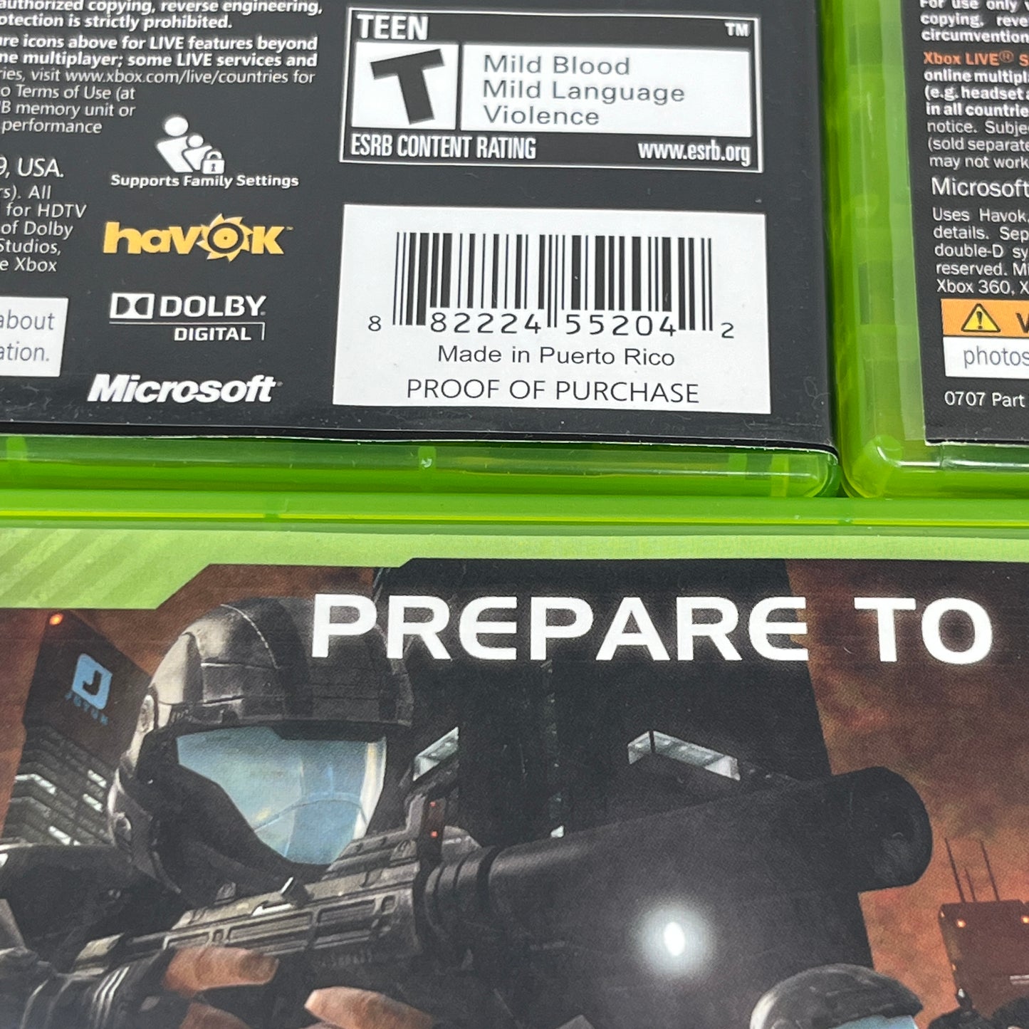 Lot of 5 Microsoft Xbox 360 Halo Wars, Halo 3, Halo 4, Halo 3: ODST & Halo Reach