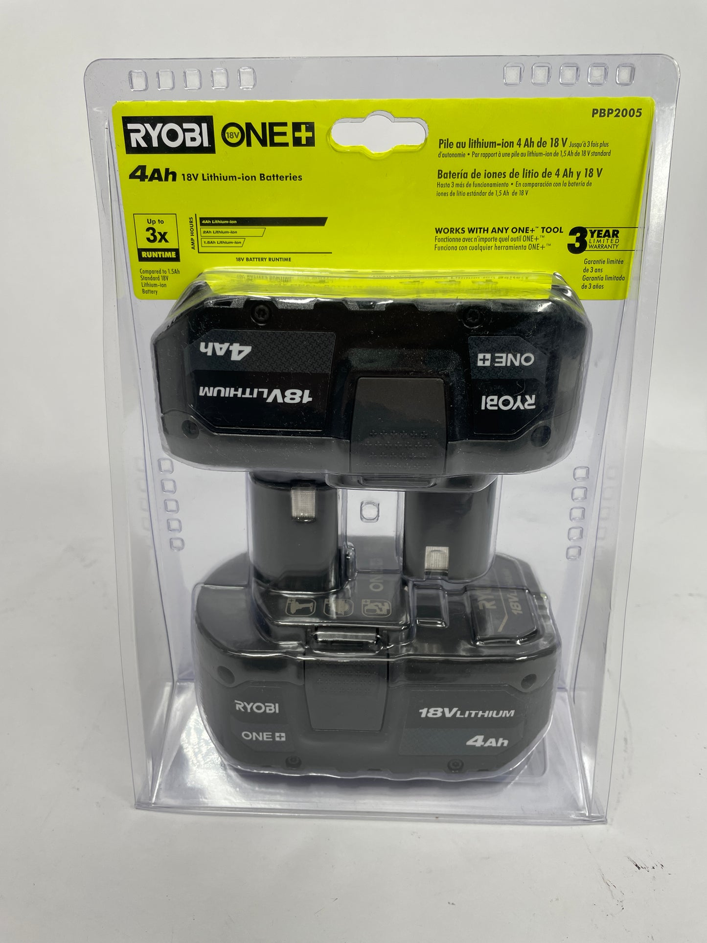 New Ryobi 18V ONE+ 4.0 Ah Lithium-Ion Battery (2-Pack) PBP2005