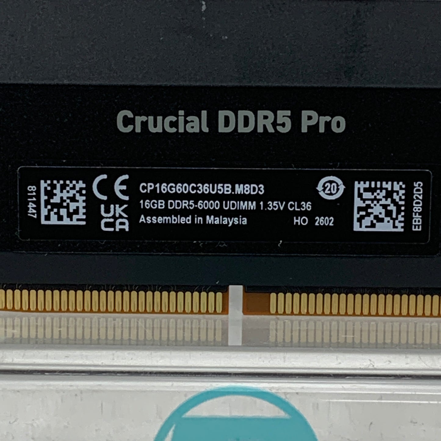 Crucial Pro 32GB Kit (2x16GB) DDR5 6000MHz CL36 Desktop RAM Memory CP16G60C36U5B