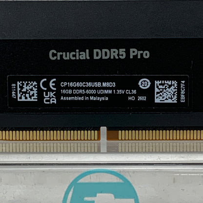 Crucial Pro 32GB Kit (2x16GB) DDR5 6000MHz CL36 Desktop RAM Memory CP16G60C36U5B