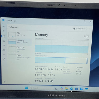 Asus Vivobook 14 X1404Z 14" i3-1215U 1.2GHz 8GB RAM 128GB SSD