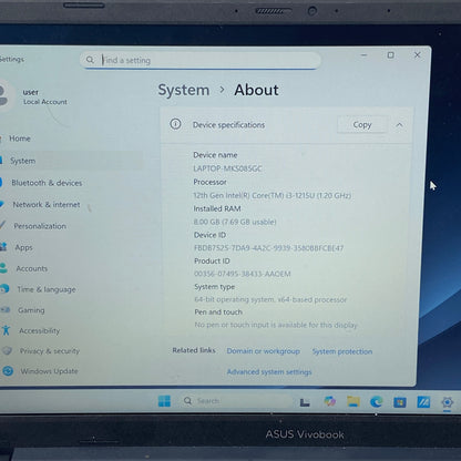 Asus Vivobook 14 X1404Z 14" i3-1215U 1.2GHz 8GB RAM 128GB SSD