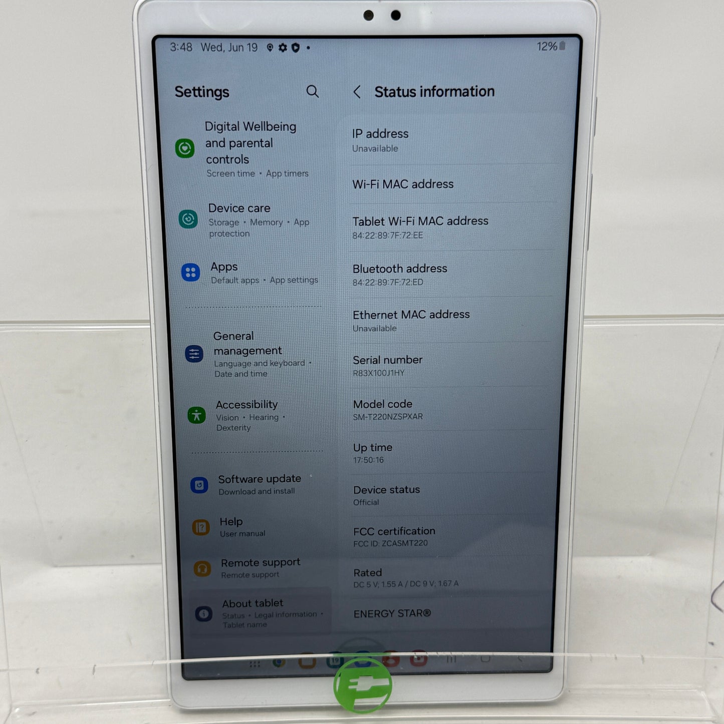 WiFi Only Samsung Galaxy Tab A7 Lite 8.7" 32GB Black SM-T220