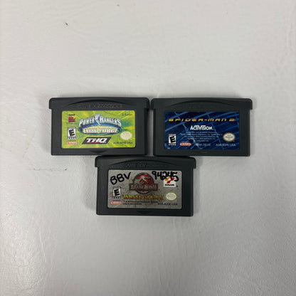 Lot of 3 Nintendo Game Boy Advance Power Rangers ,Jurassic Park III  & Spiderman 2 Games