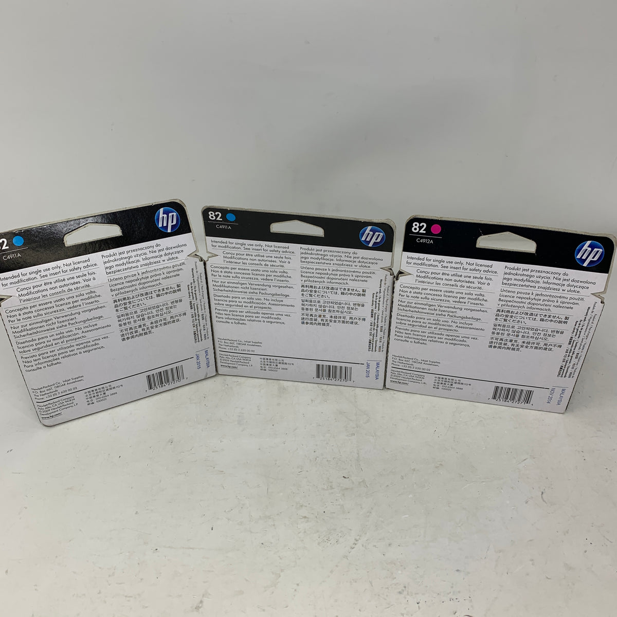 Lots Of 3 New HP 82 C4911A/C4912A 2 Cyan 1 Magenta Ink Cartridge