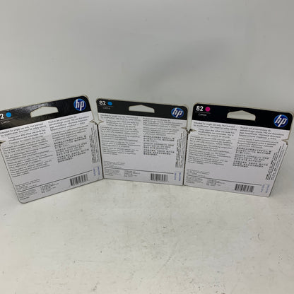 Lots Of 3 New HP 82 C4911A/C4912A 2 Cyan 1 Magenta Ink Cartridge