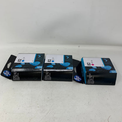 Lots Of 3 New HP 82 C4911A/C4912A 2 Cyan 1 Magenta Ink Cartridge