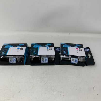 Lots Of 3 New HP 82 C4911A/C4912A 2 Cyan 1 Magenta Ink Cartridge