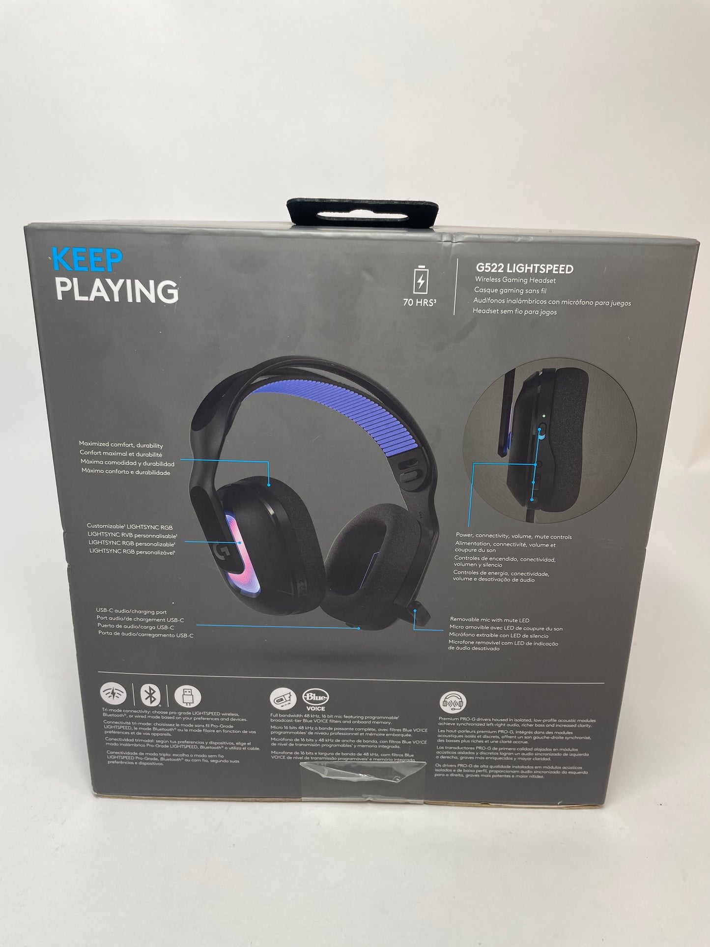 New Logitech G522 Lightspeed Wireless Gaming Headset RGB Black 981-001491