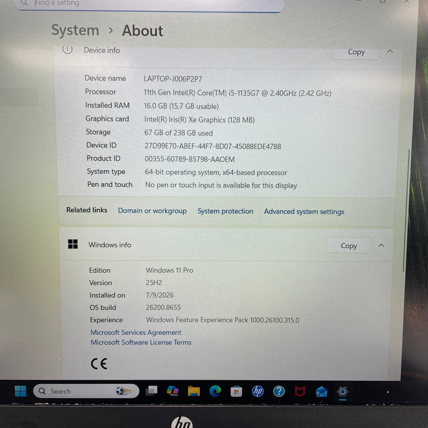 HP NoteBook 250 G8 15.6" i5-1135G7 2.4GHz 16GB RAM 256GB SSD