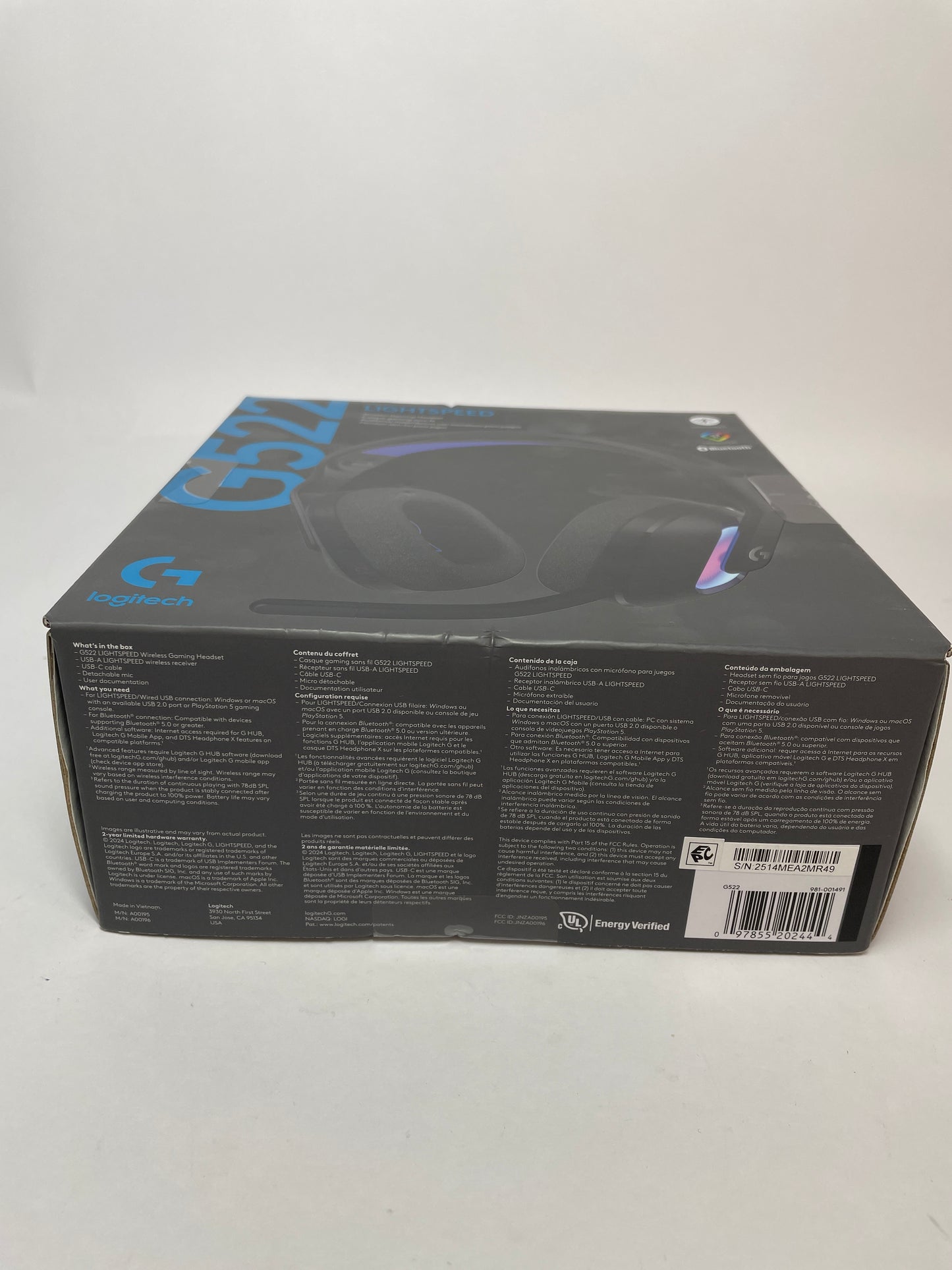 New Logitech G522 Lightspeed Wireless Gaming Headset RGB Black 981-001491