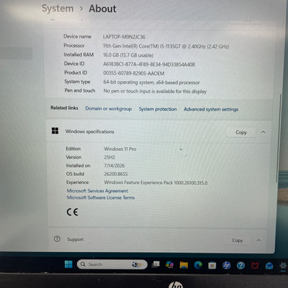 HP NoteBook 250 G8 15.6" i5-1135G7 2.4GHz 16GB RAM 256GB SSD