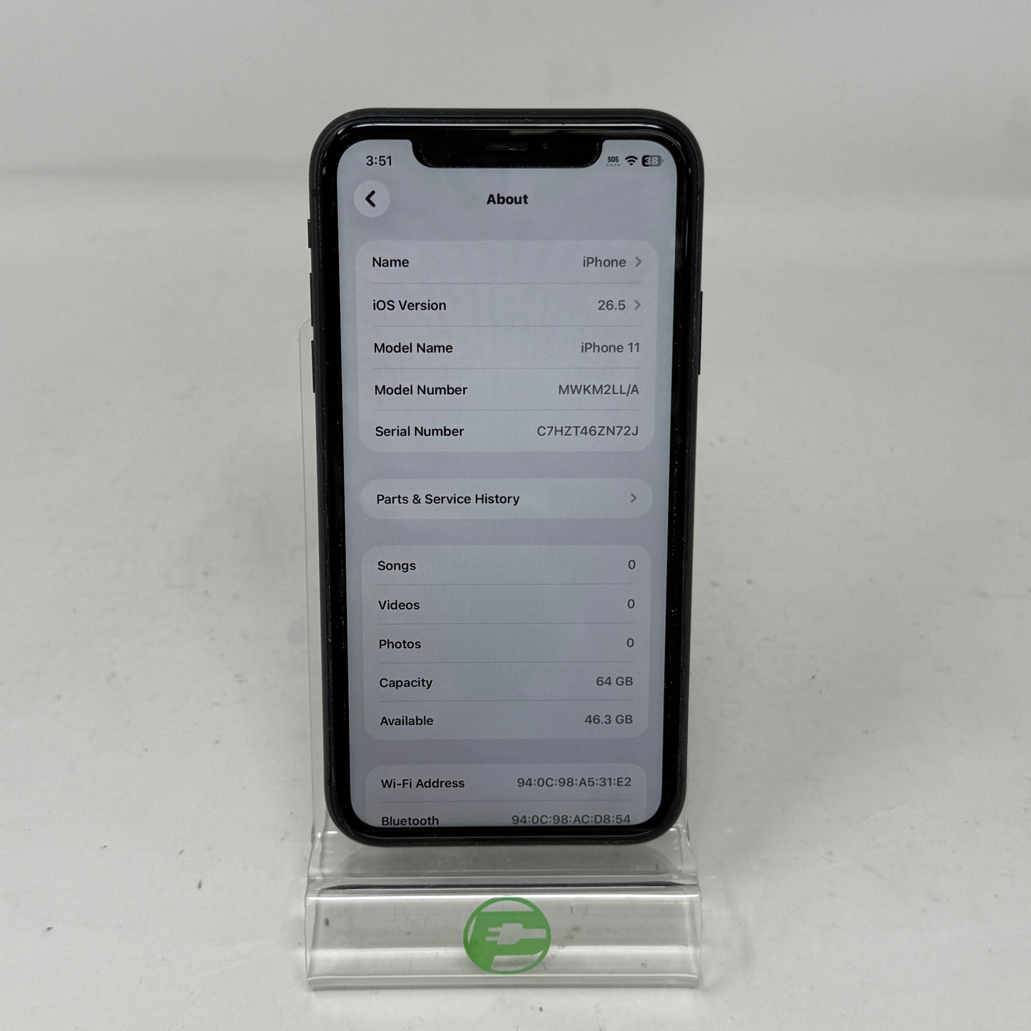 Factory Unlocked Apple iPhone 11 64GB Black MWKM2LL/A