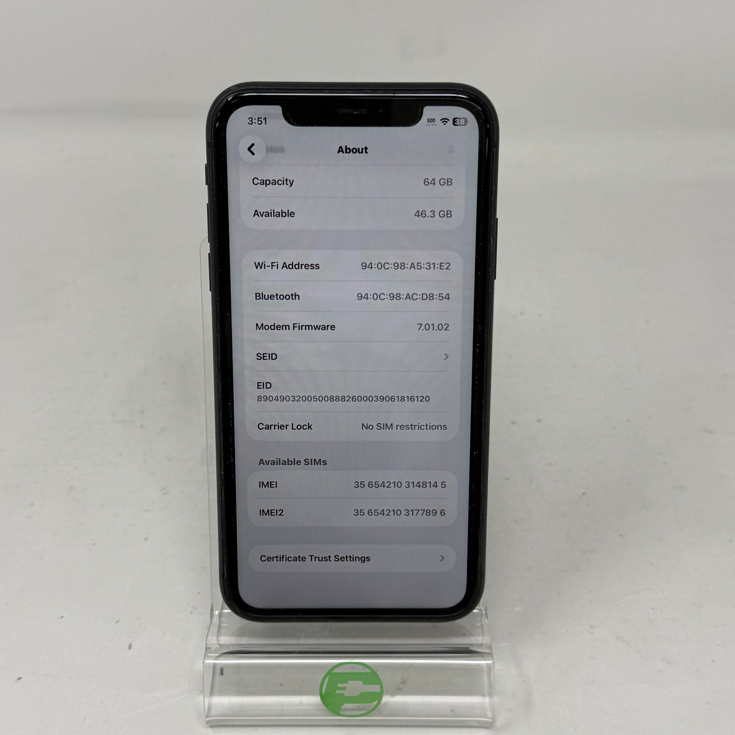 Factory Unlocked Apple iPhone 11 64GB Black MWKM2LL/A