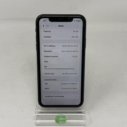 Factory Unlocked Apple iPhone 11 64GB Black MWKM2LL/A
