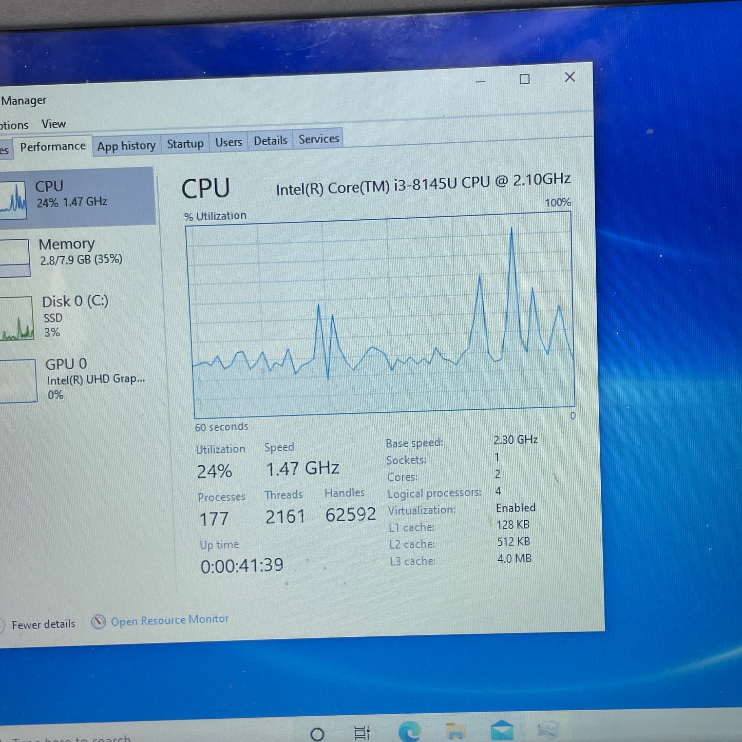 Dell Inspiron 3583 15.6" i3-8145u 2.1GHz 8GB RAM 128GB SSD