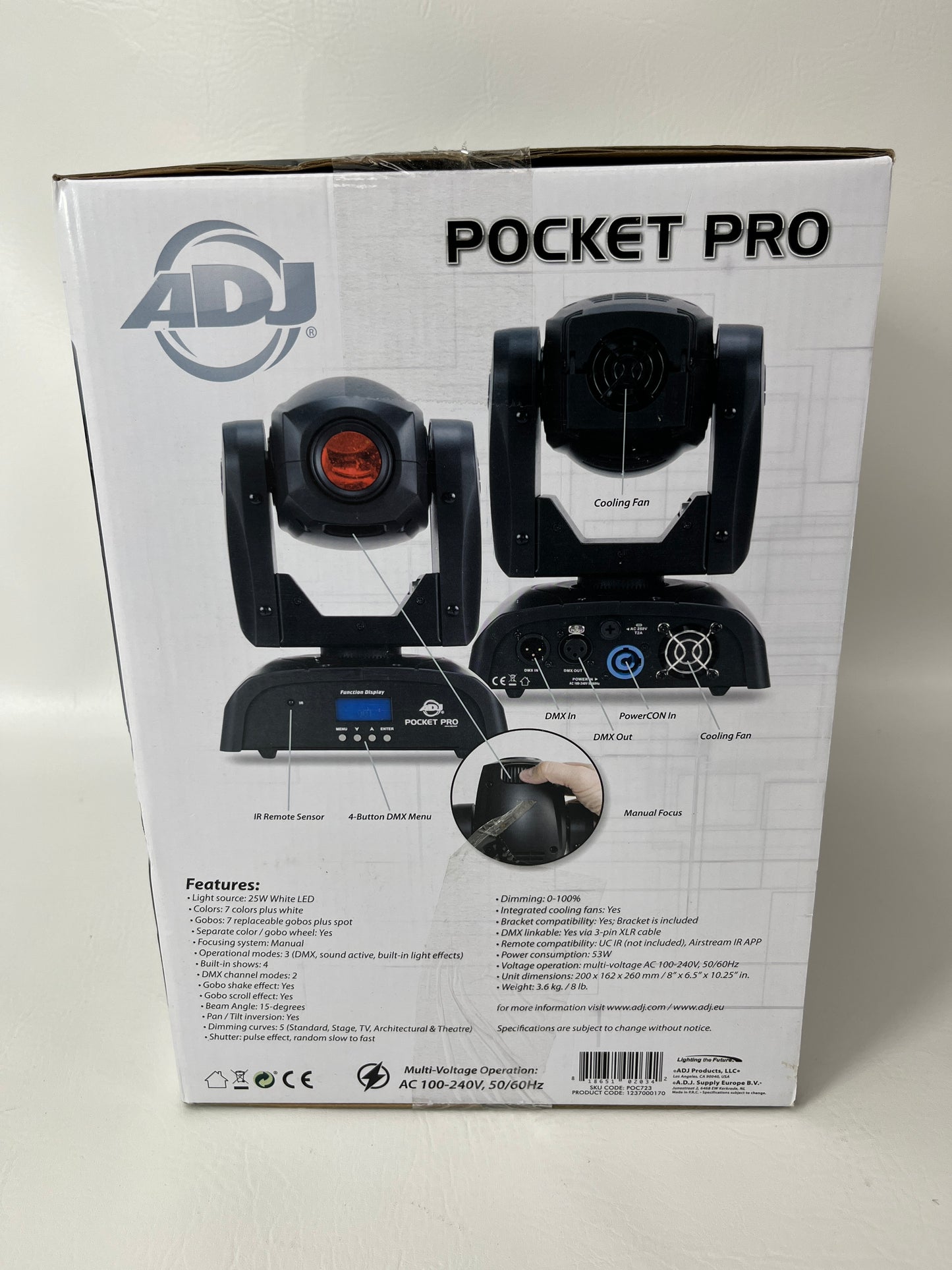 New ADJ Pocket Pro Mini Moving Head Light POC723