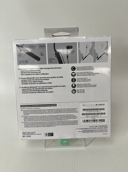 New Sony WI-C400 Wireless Stereo Headset Black/Beige WIC400/B