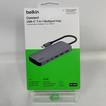 New Belkin Connect Universal USB-C  7-in-1 Multiport Hub Adapter AVC009-V2